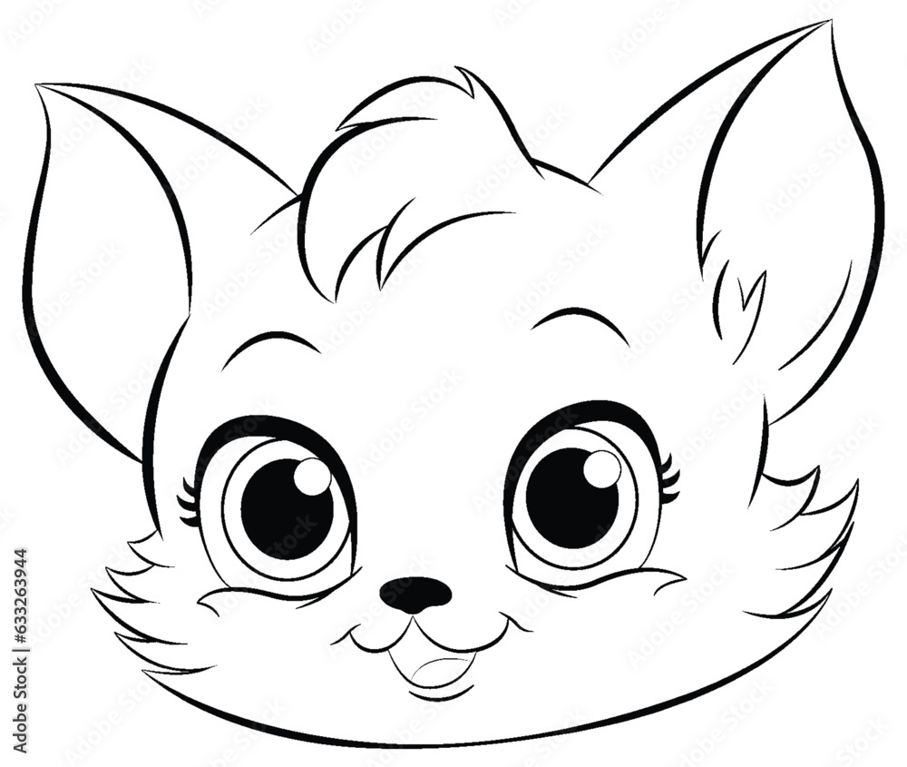 Coloring Page Outline of Cute Cat