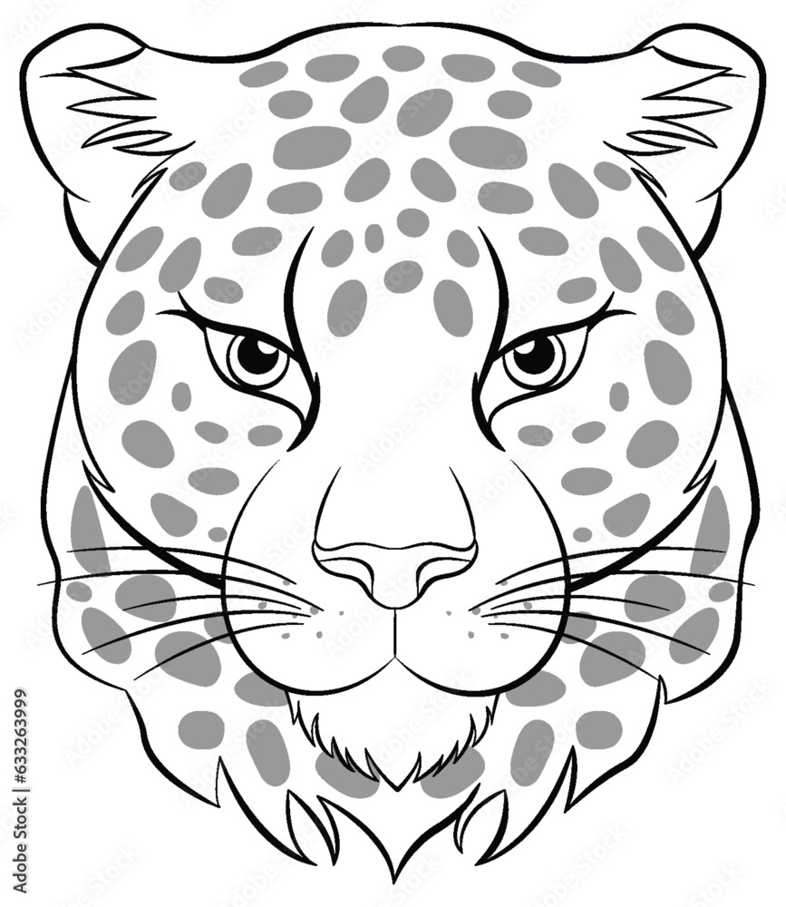 Outline Cartoon of a Tiger Head