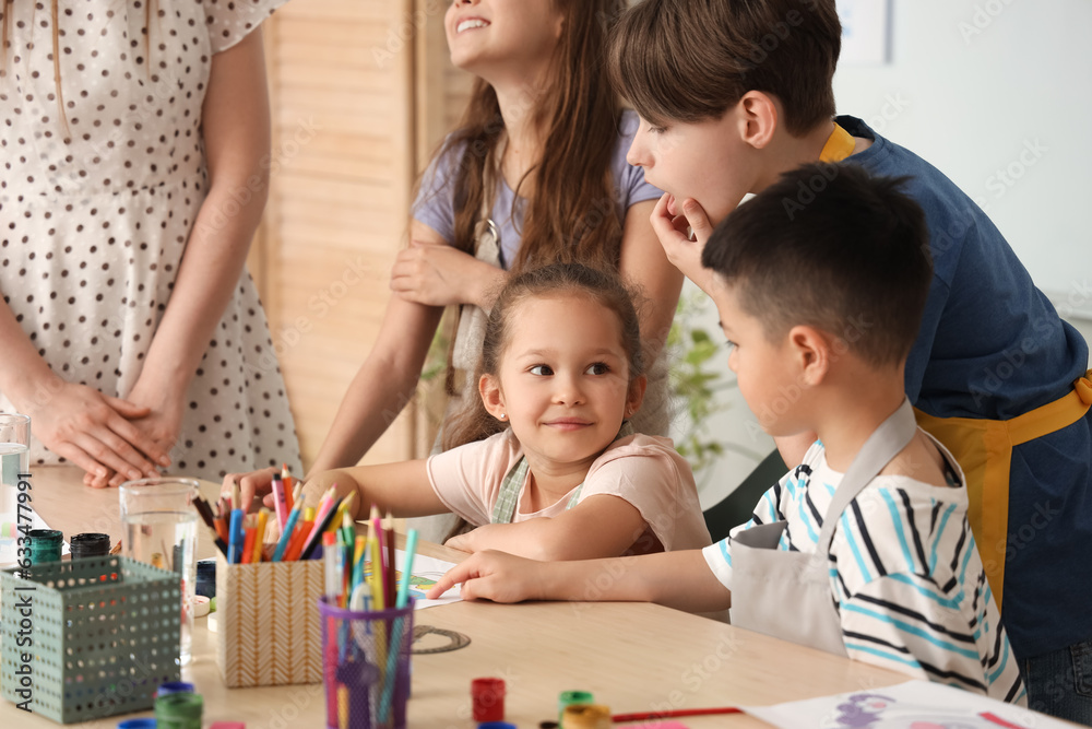 Little pupils in art class