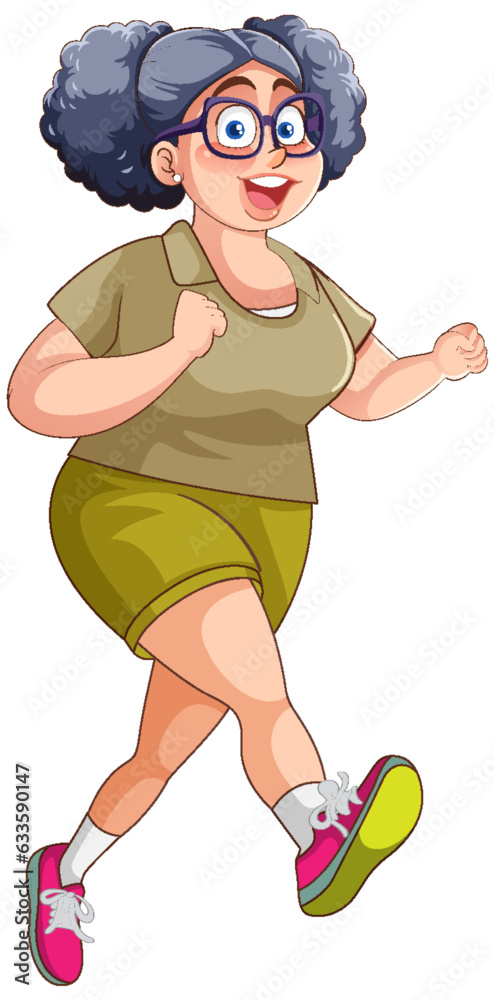 Chubby Woman Running Exercise