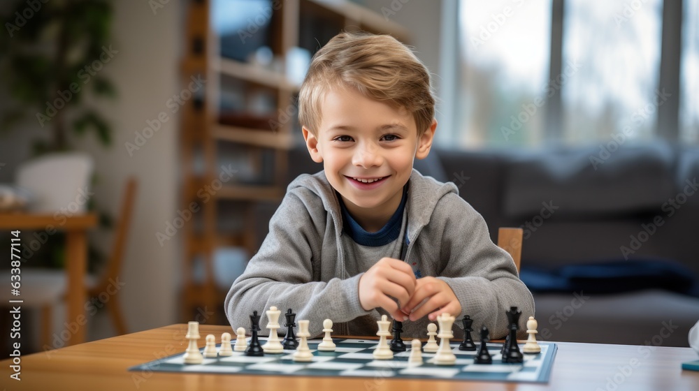 Dad and child playing chess