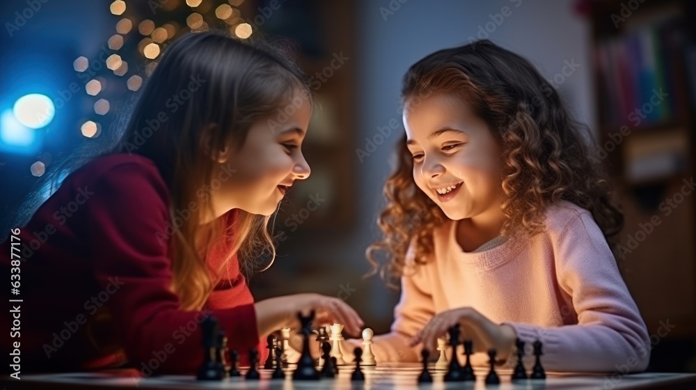 Dad and child playing chess