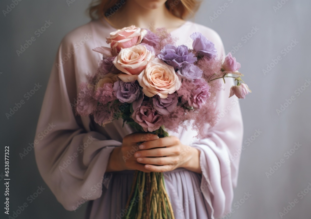 Woman holding flower bouquet