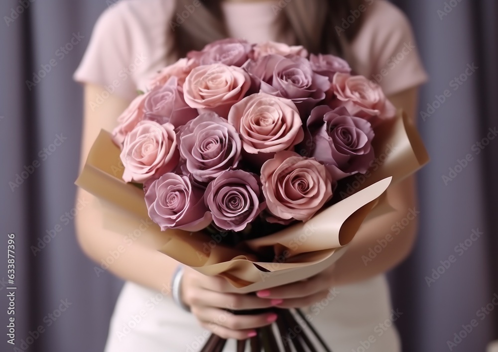 Woman holding flower bouquet