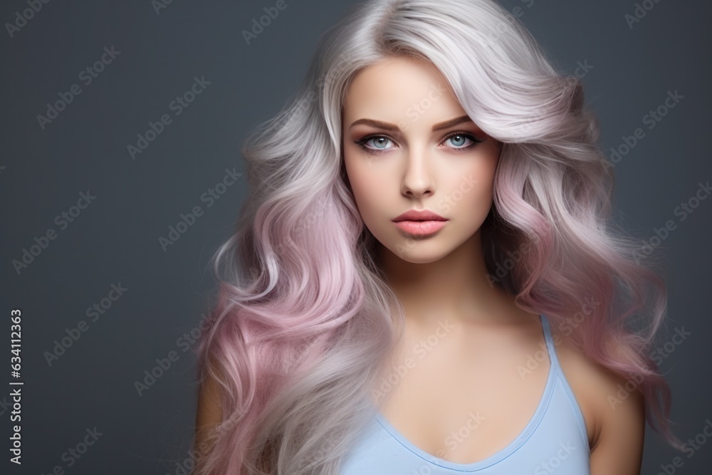 Beautiful girl with pink hairs