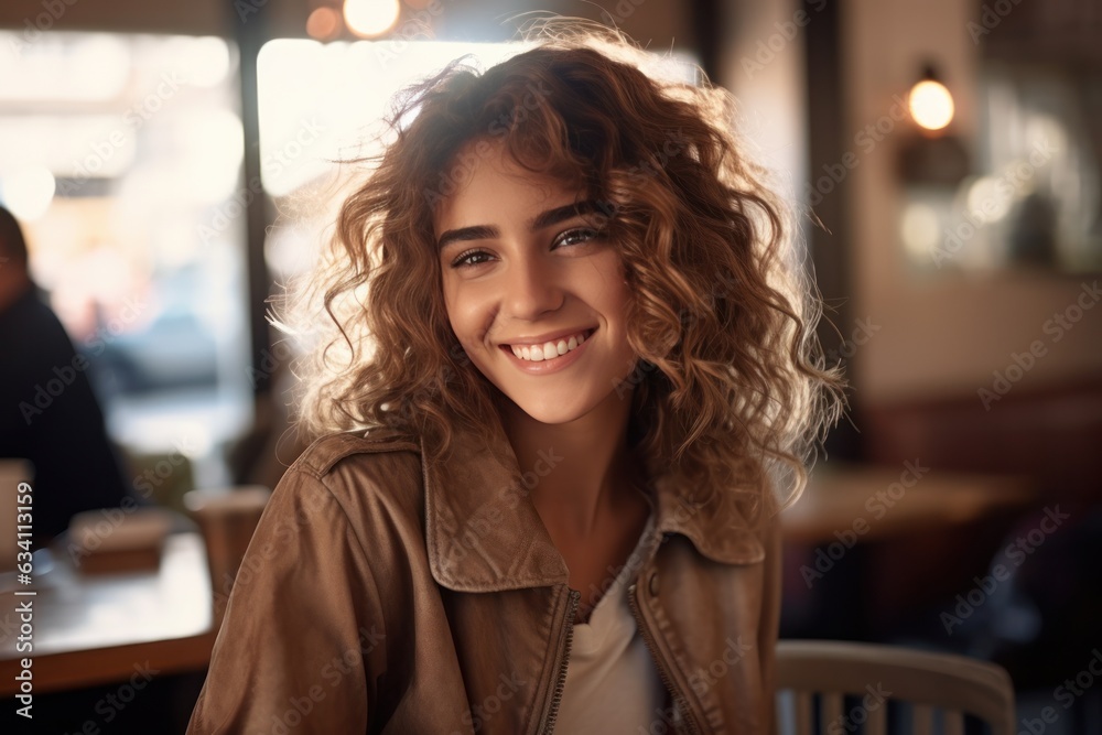 Beautiful business woman in coffee shop