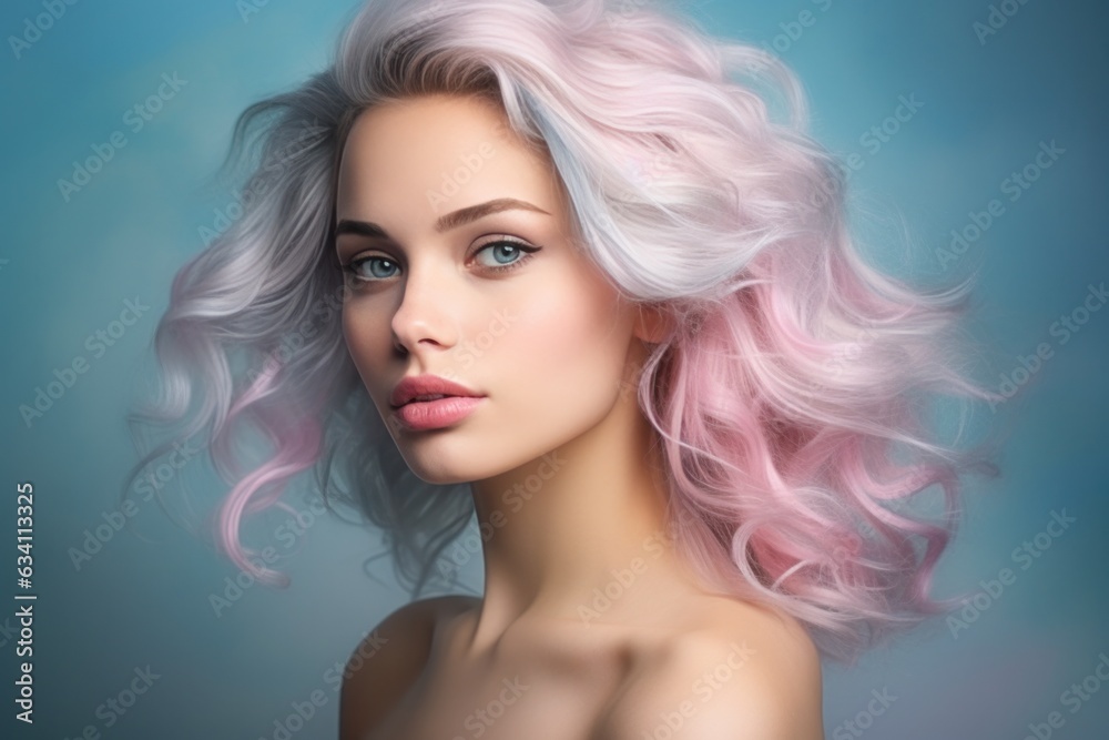 Beautiful girl with pink hairs