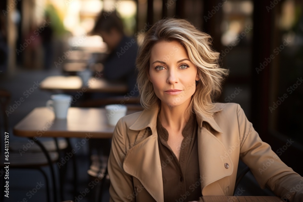 Beautiful business woman in coffee shop