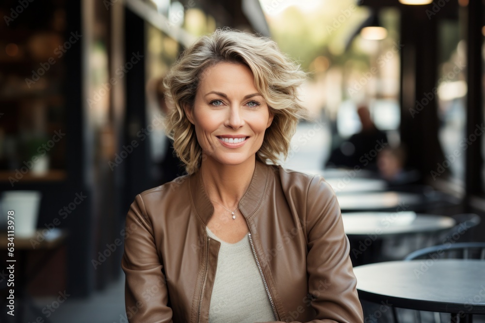 Beautiful business woman in coffee shop