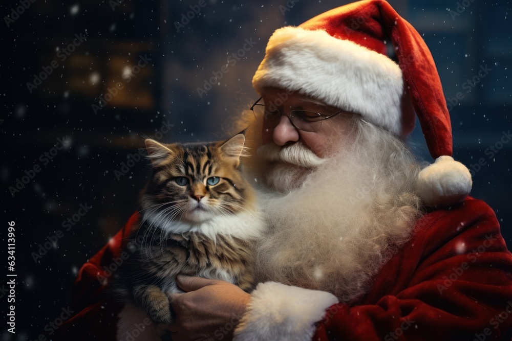 Santa Claus with cat