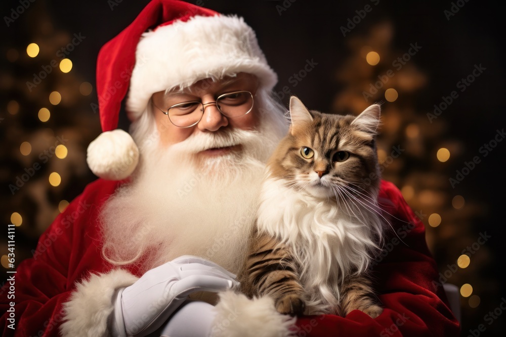 Santa Claus with cat