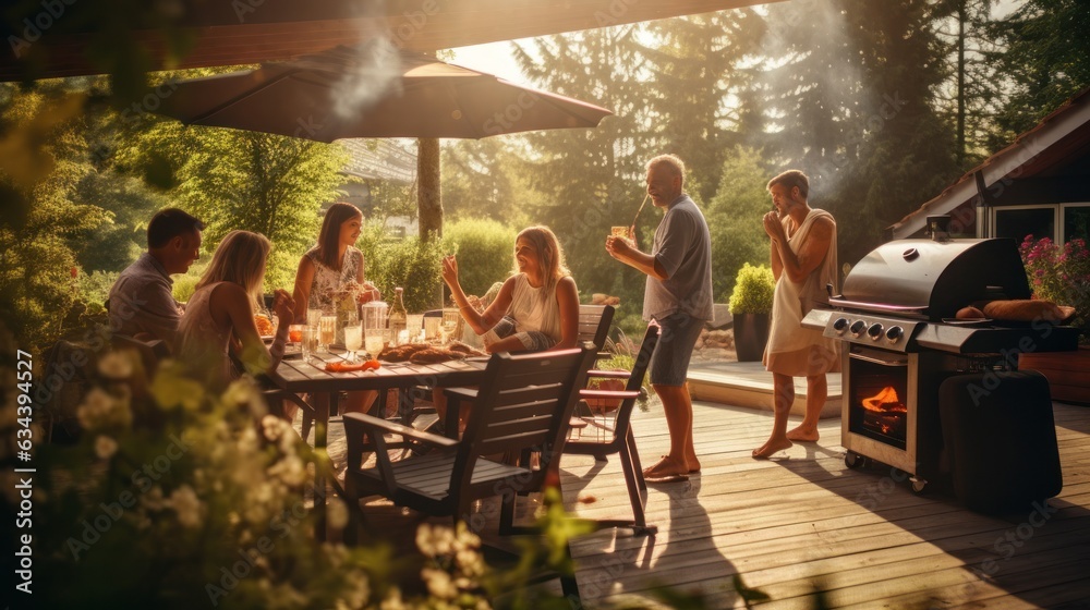 People in picnic in garden