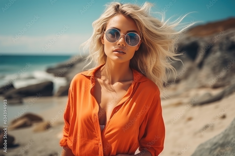 Happy woman on the beach