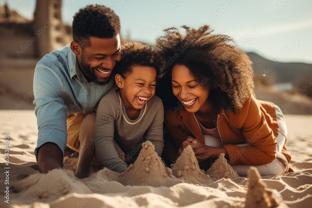 Happy family on the beach