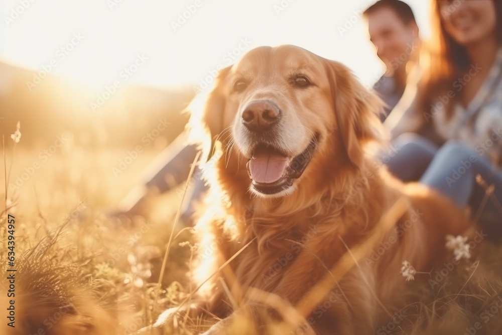 Happy family with dog