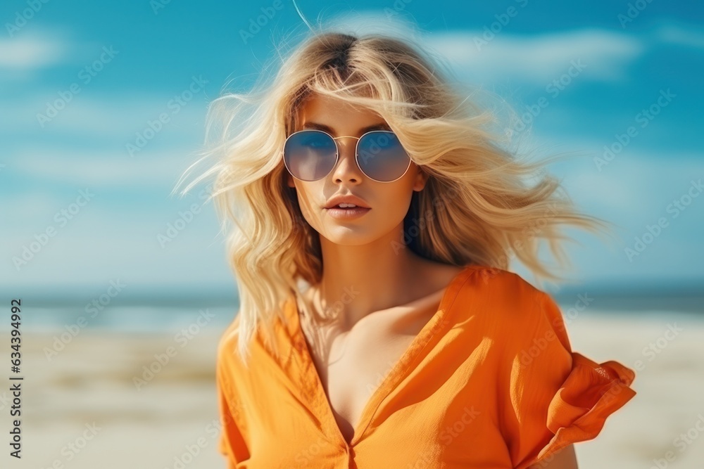 Happy woman on the beach