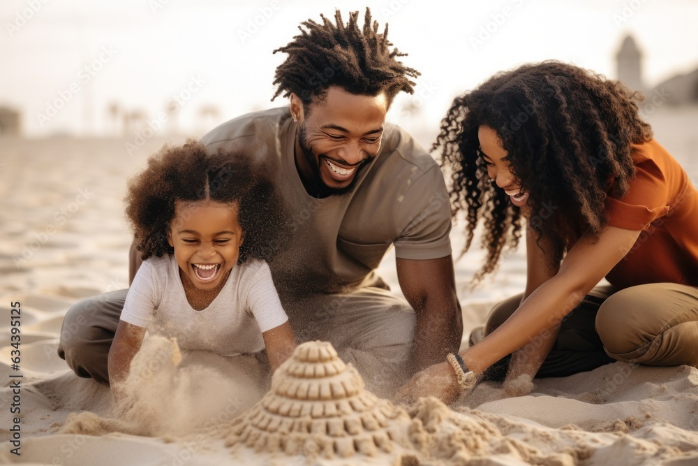 Happy family on the beach