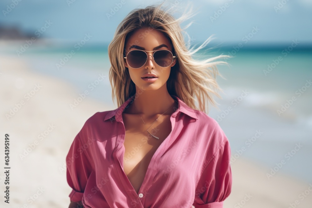 Happy woman on the beach