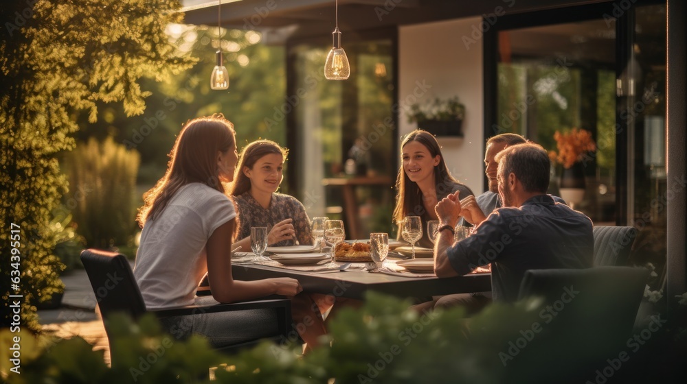 People in picnic in garden