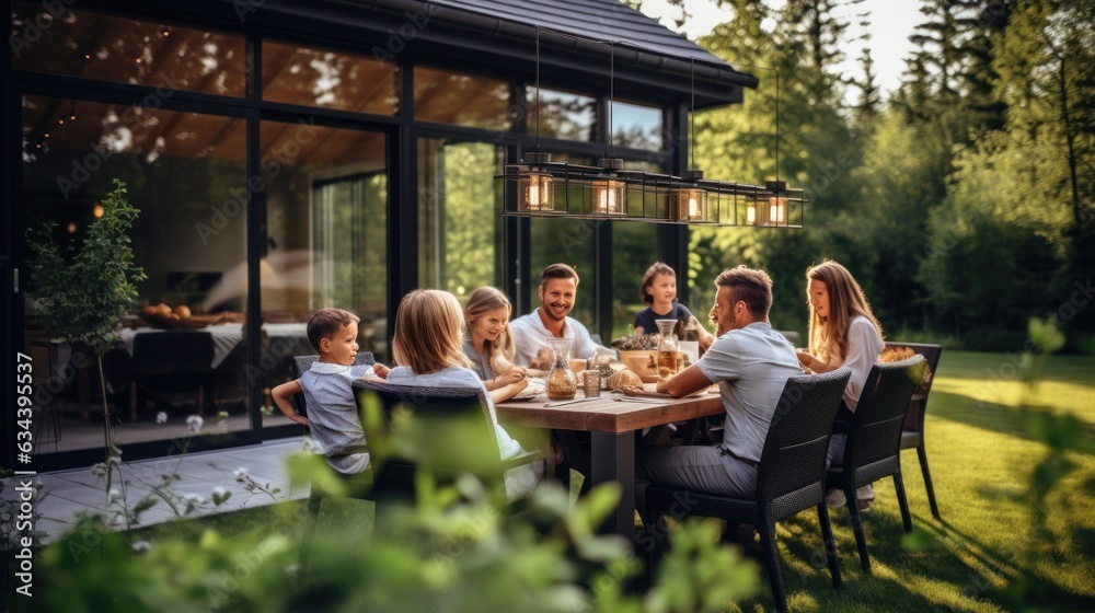 People in picnic in garden