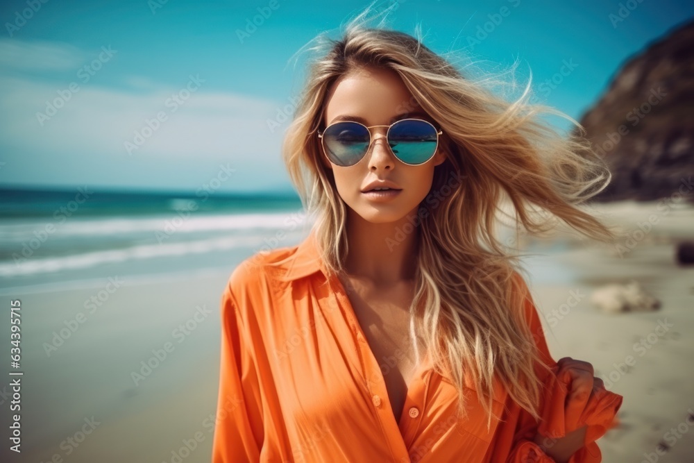 Happy woman on the beach