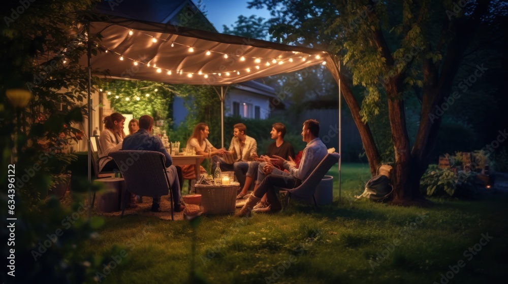 People in picnic in garden