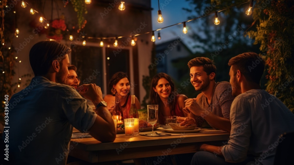 People in picnic in garden