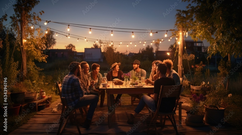 People in picnic in garden