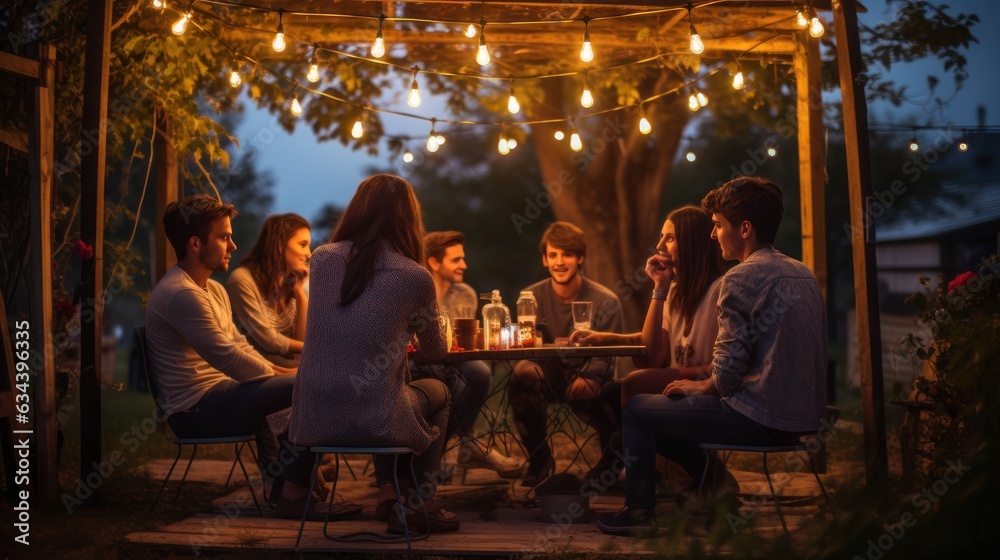 People in picnic in garden