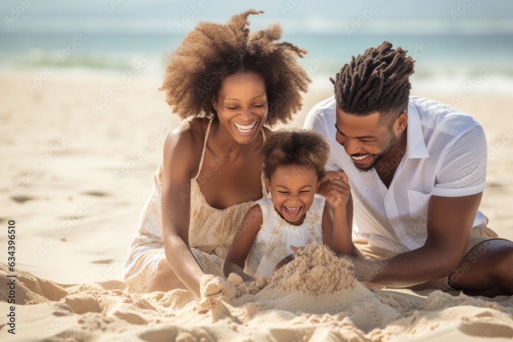 Happy family on the beach