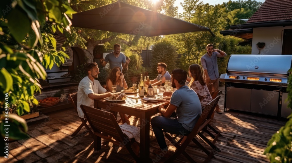 People in picnic in garden