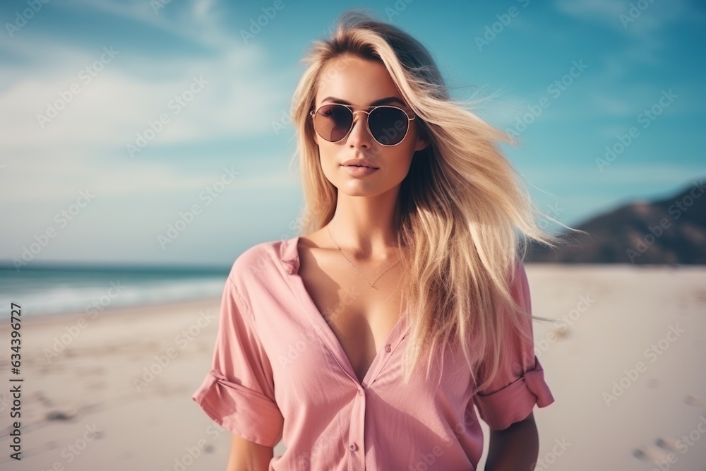 Happy woman on the beach