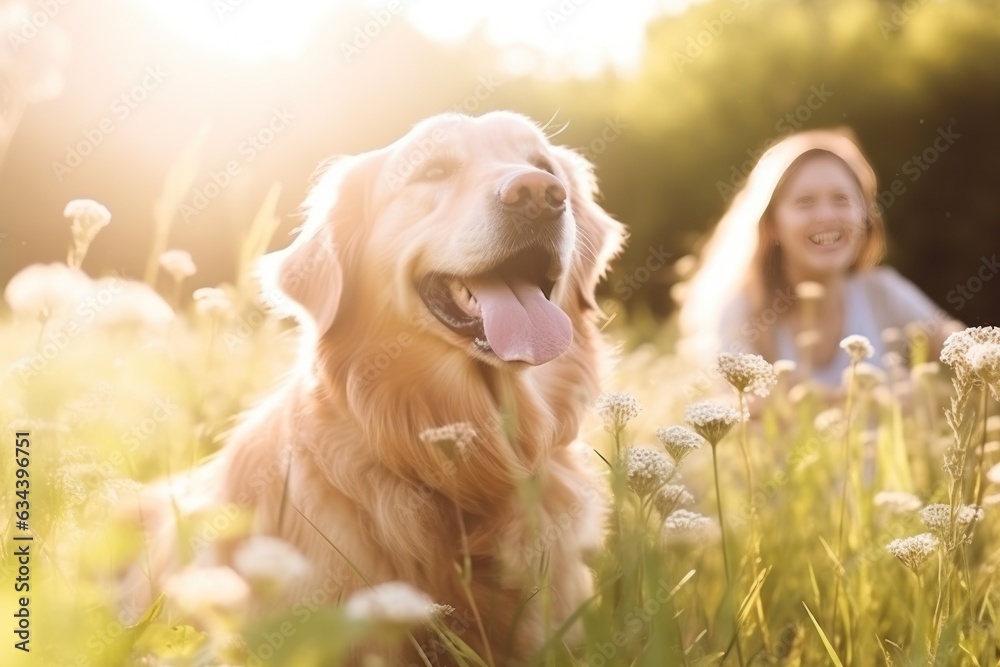 Happy family with dog