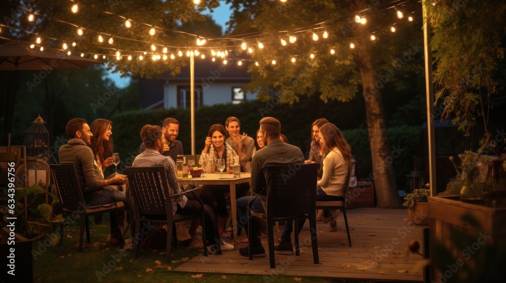 People in picnic in garden