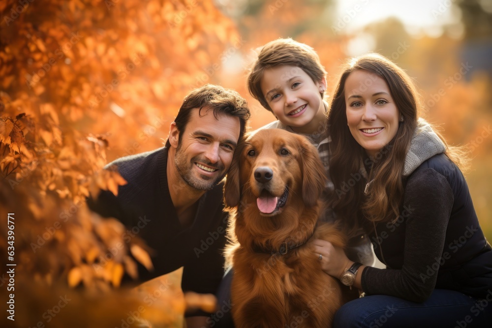 Happy family with dog