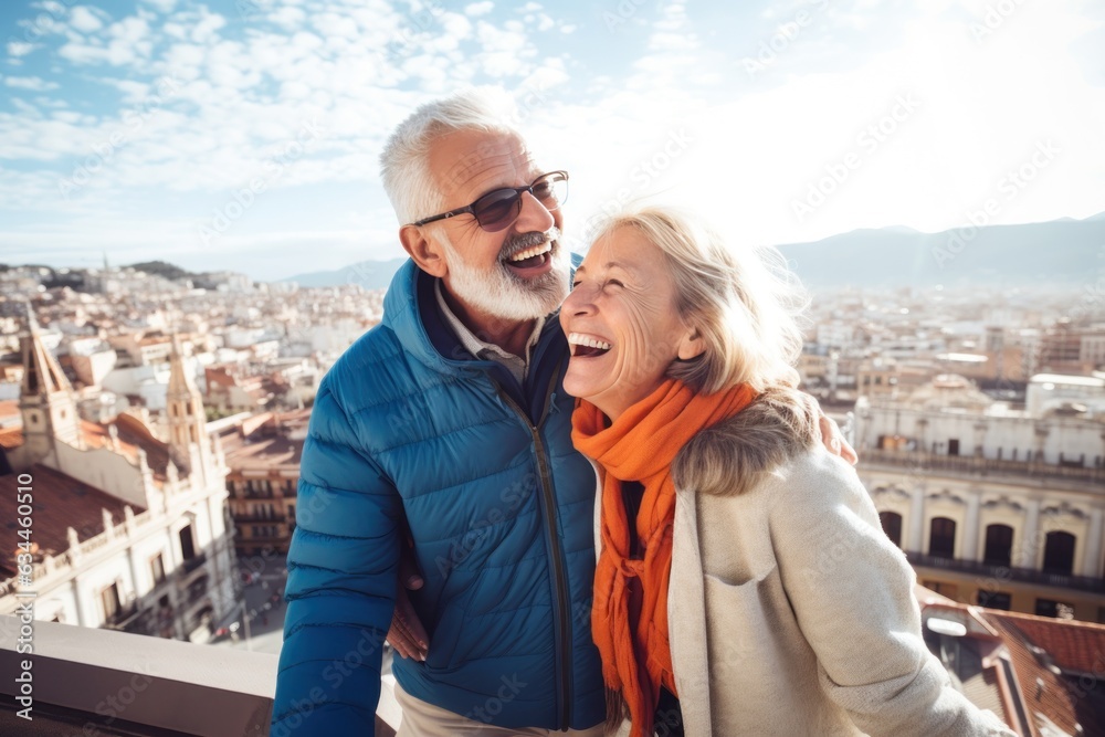 Happy eldest couple in the street