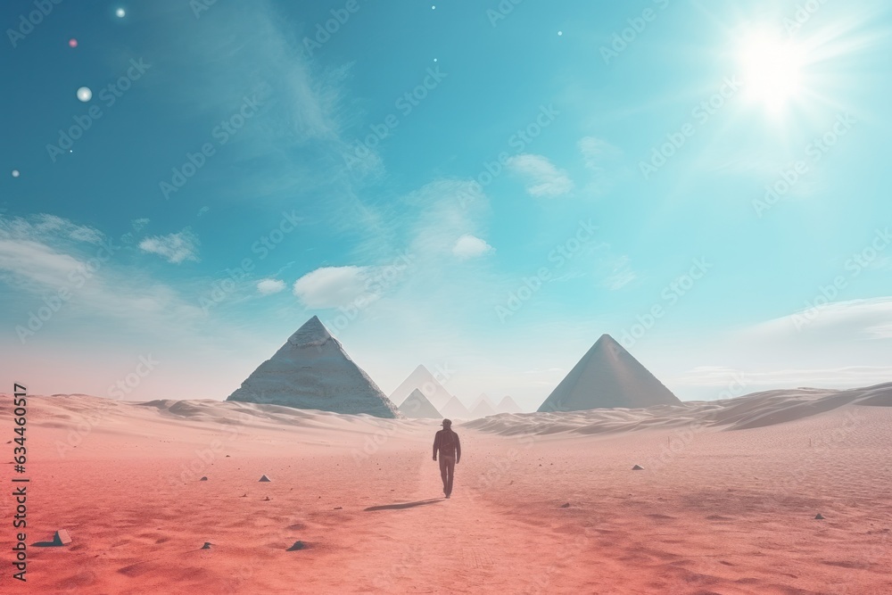 Egyptian pyramids in desert