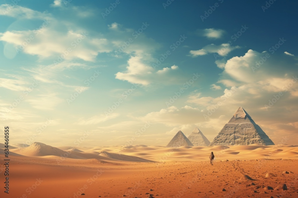 Egyptian pyramids in desert