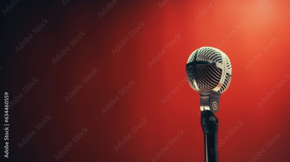 A professional microphone with a minimalist background