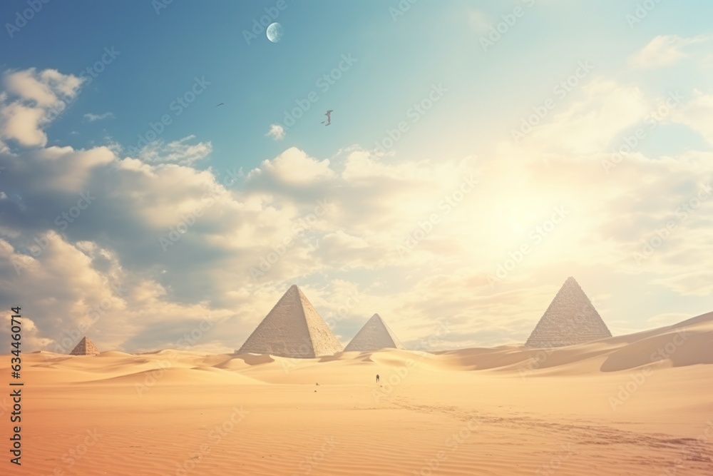 Egyptian pyramids in desert