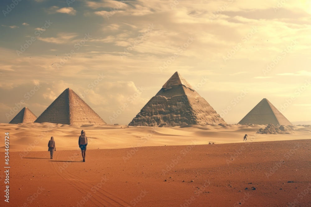 Egyptian pyramids in desert