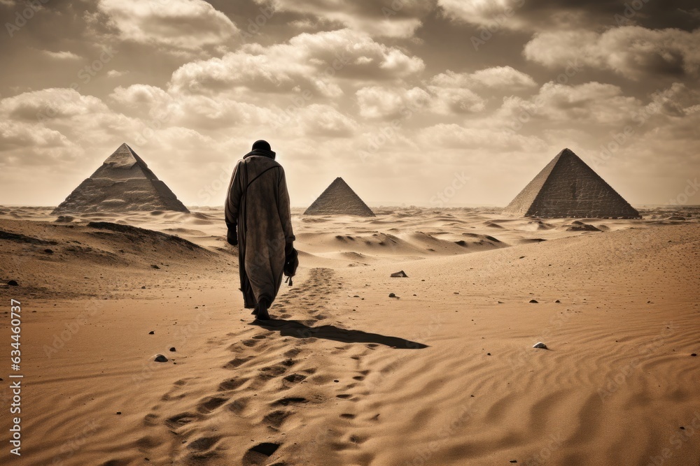 Egyptian pyramids in desert