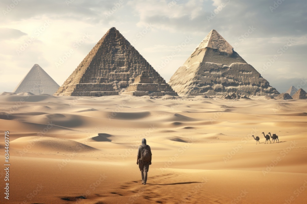 Egyptian pyramids in desert