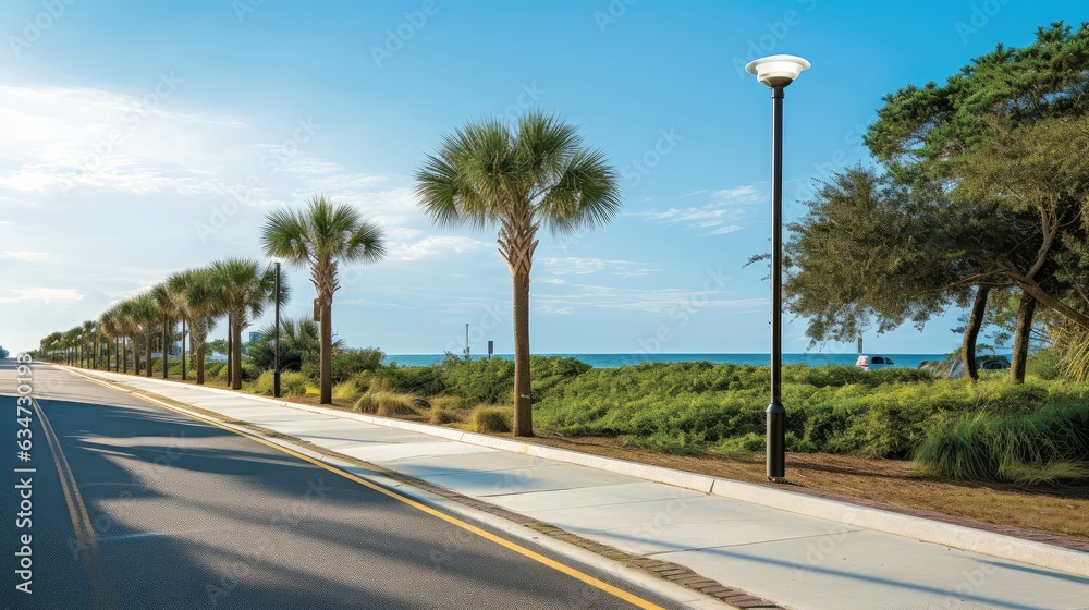 Empty asphalt road beside the sea background, highway beside the sea, outdoors horizontal image, Gen