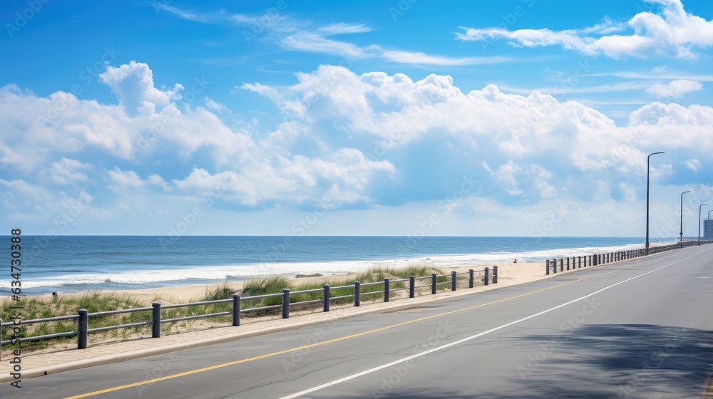 Empty asphalt road beside the sea background, highway beside the sea, outdoors horizontal image, Gen