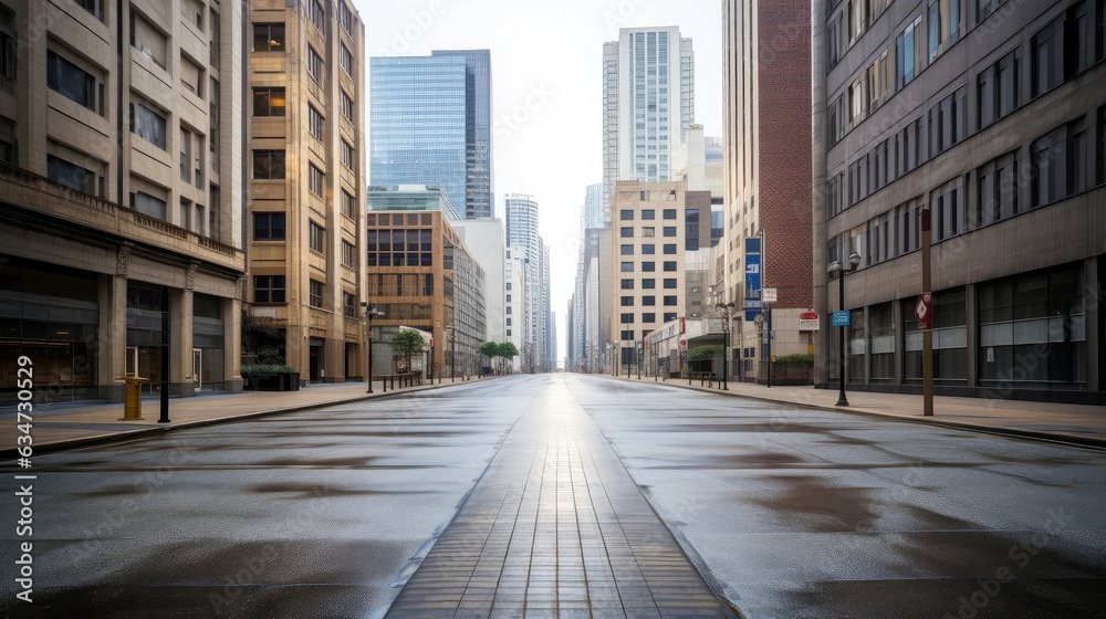 Classical architecture and urban roads, empty road in the city