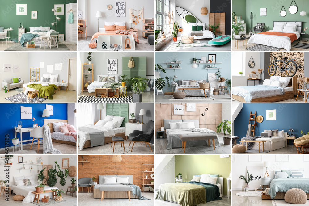 Collage of modern bedroom interiors