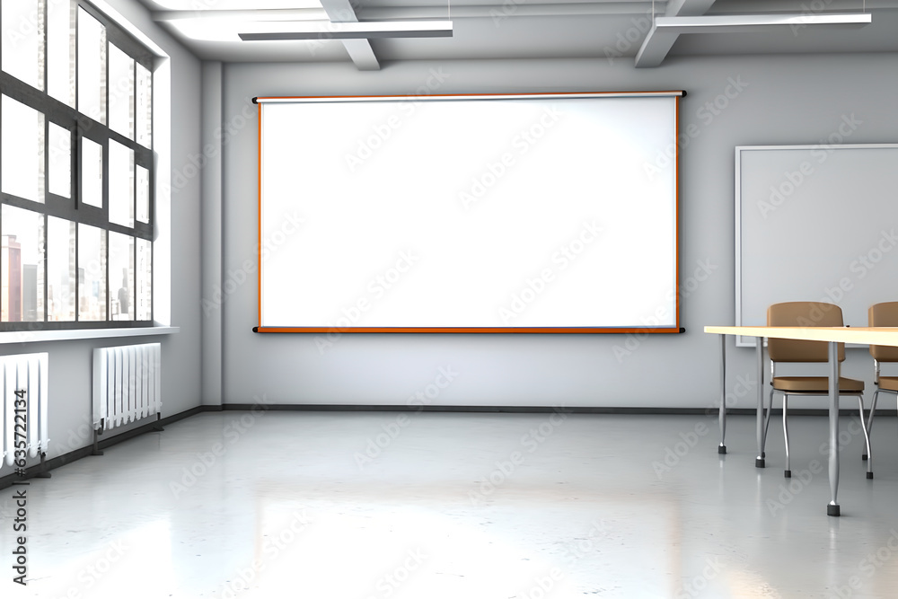 Blank whiteboard on modern office. Empty space on the whiteboard attached on the wall. copy space