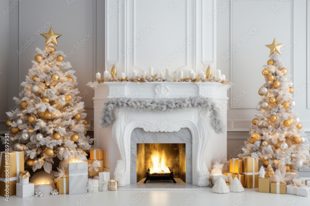 White room with Christmas decoration