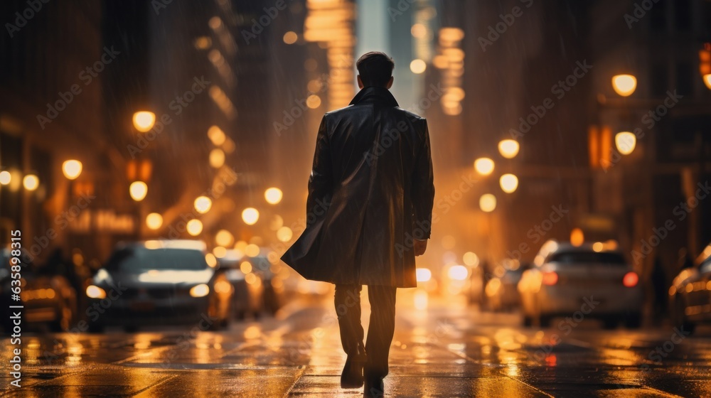 Businessman walking down the street